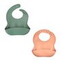 Voir la diapositive 1 : THERMOBABY LOT DE 2 BAVOIRS SILICONE 1 VERT CACTUS + 1 PECHE