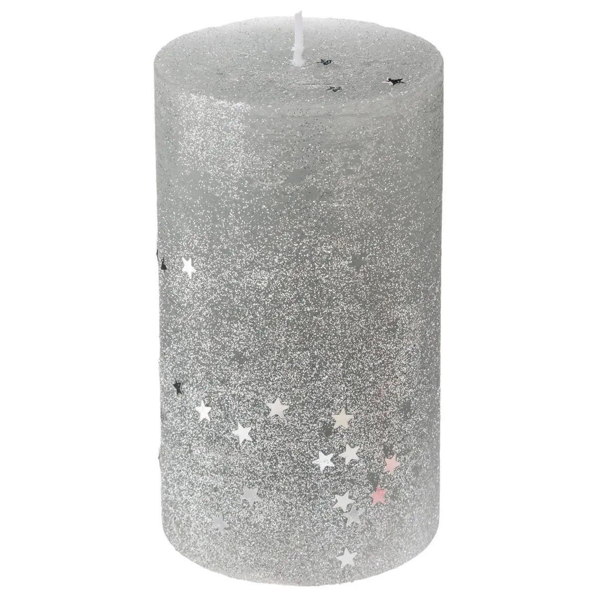 ATMOSPHERA Bougie cylindre paillettes  colorama  340g argent