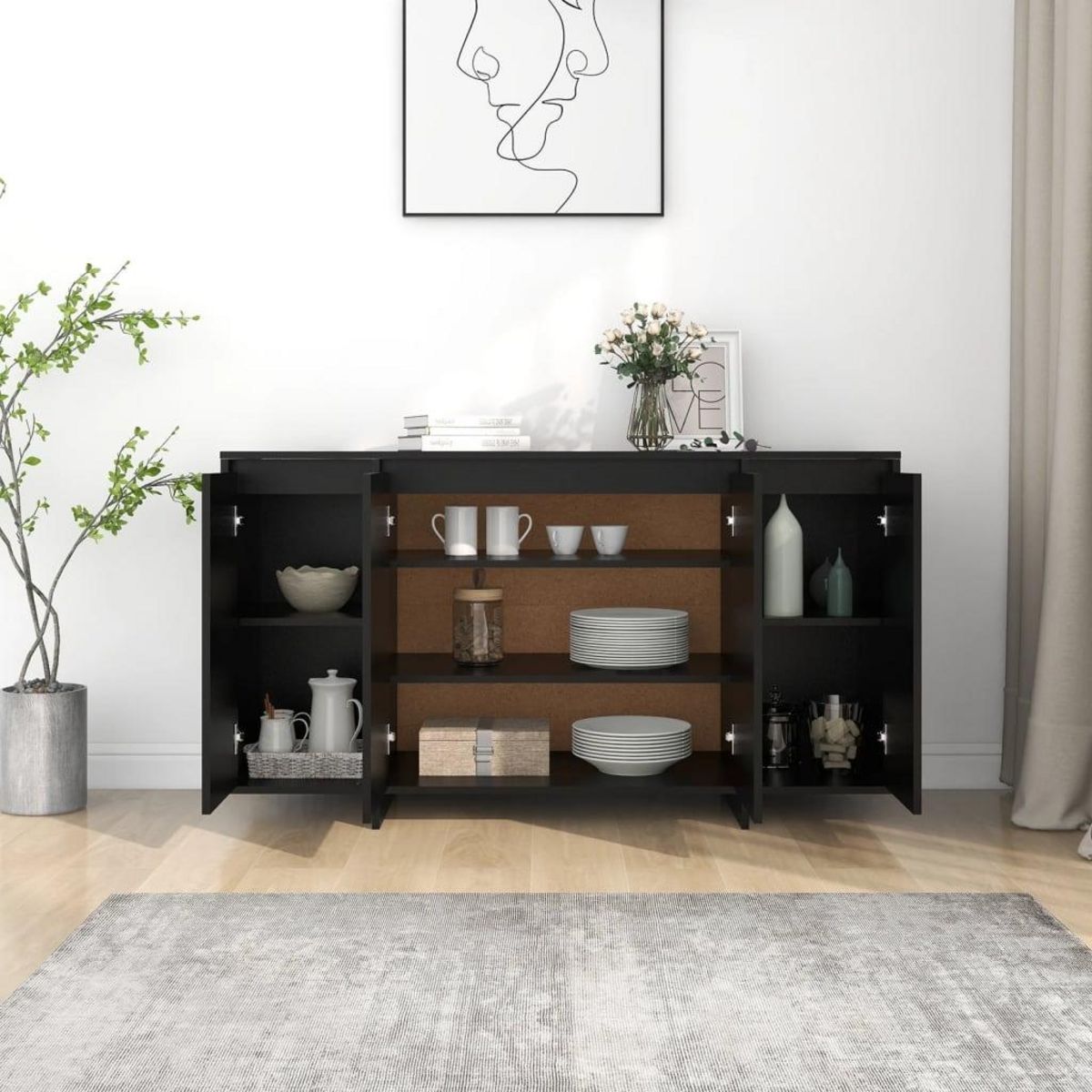 VIDAXL Buffet noir 135x41x75 cm bois d'ingenierie
