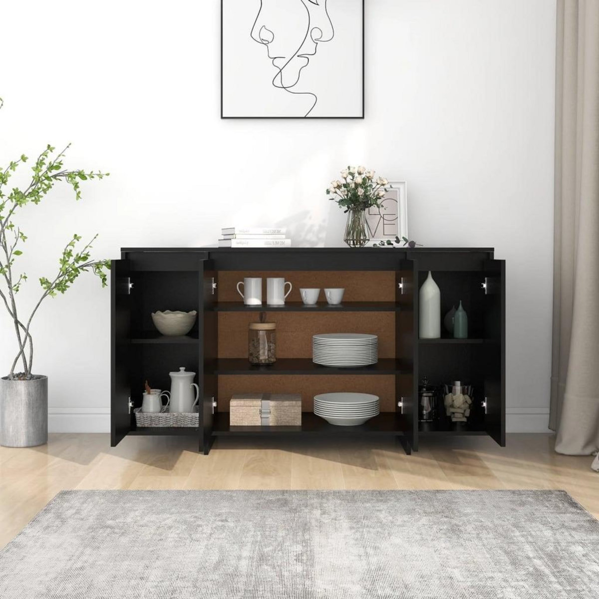 VIDAXL Buffet noir 135x41x75 cm bois d'ingenierie