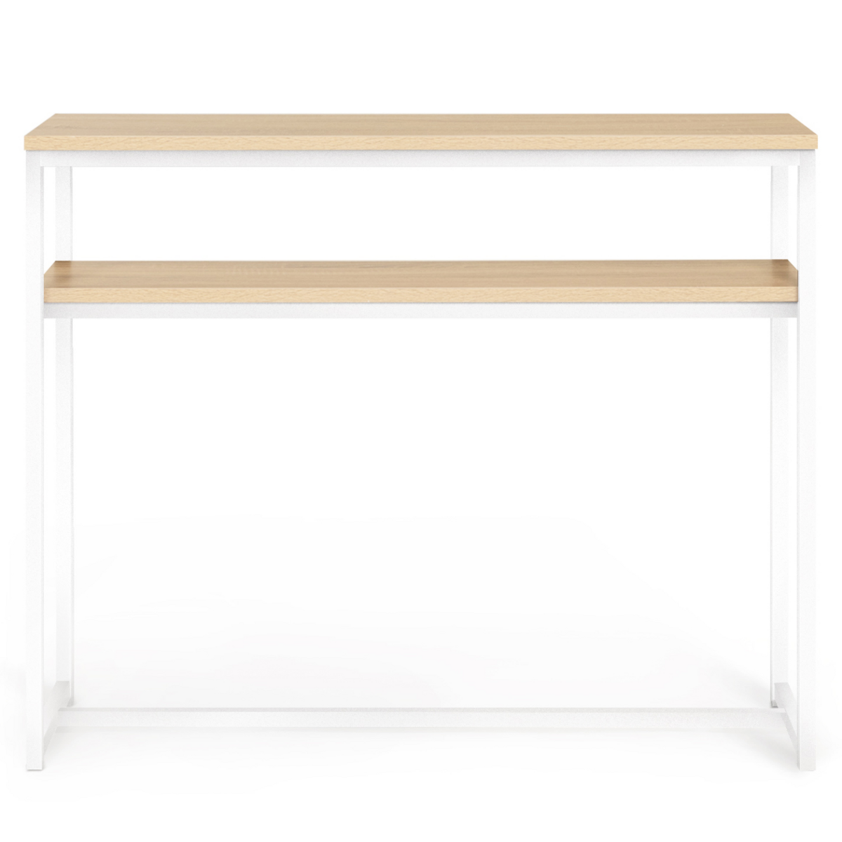 ID MARKET Console double DETROIT design industriel bois et métal blanc