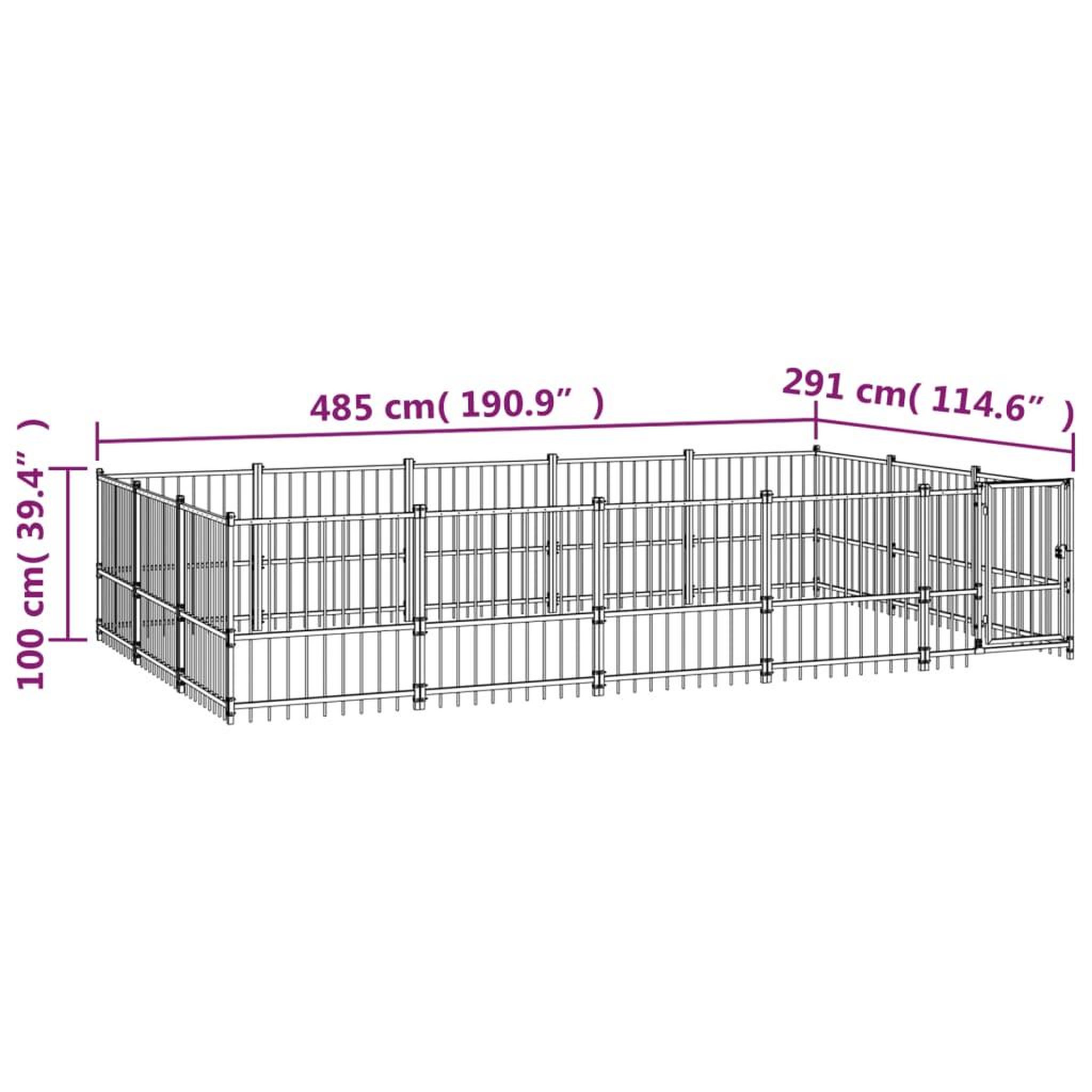 Voir la diapositive 6 : VIDAXL Chenil d'exterieur pour chiens Acier 14,11 m²