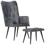 Voir la diapositive 1 : VIDAXL Chaise a oreilles avec repose-pied Gris Cuir veritable