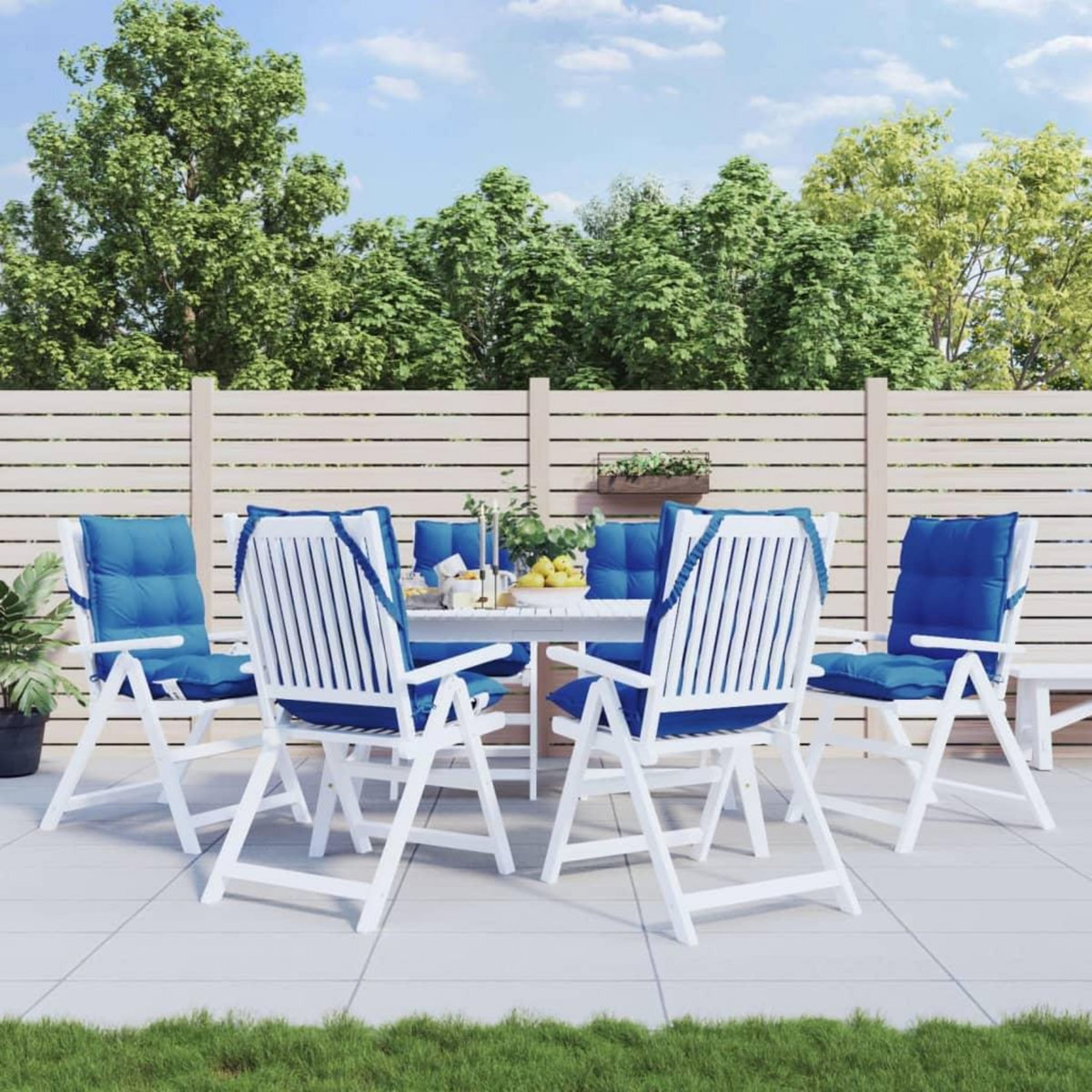 VIDAXL Coussins de chaise a dossier bas lot de 6 bleu royal