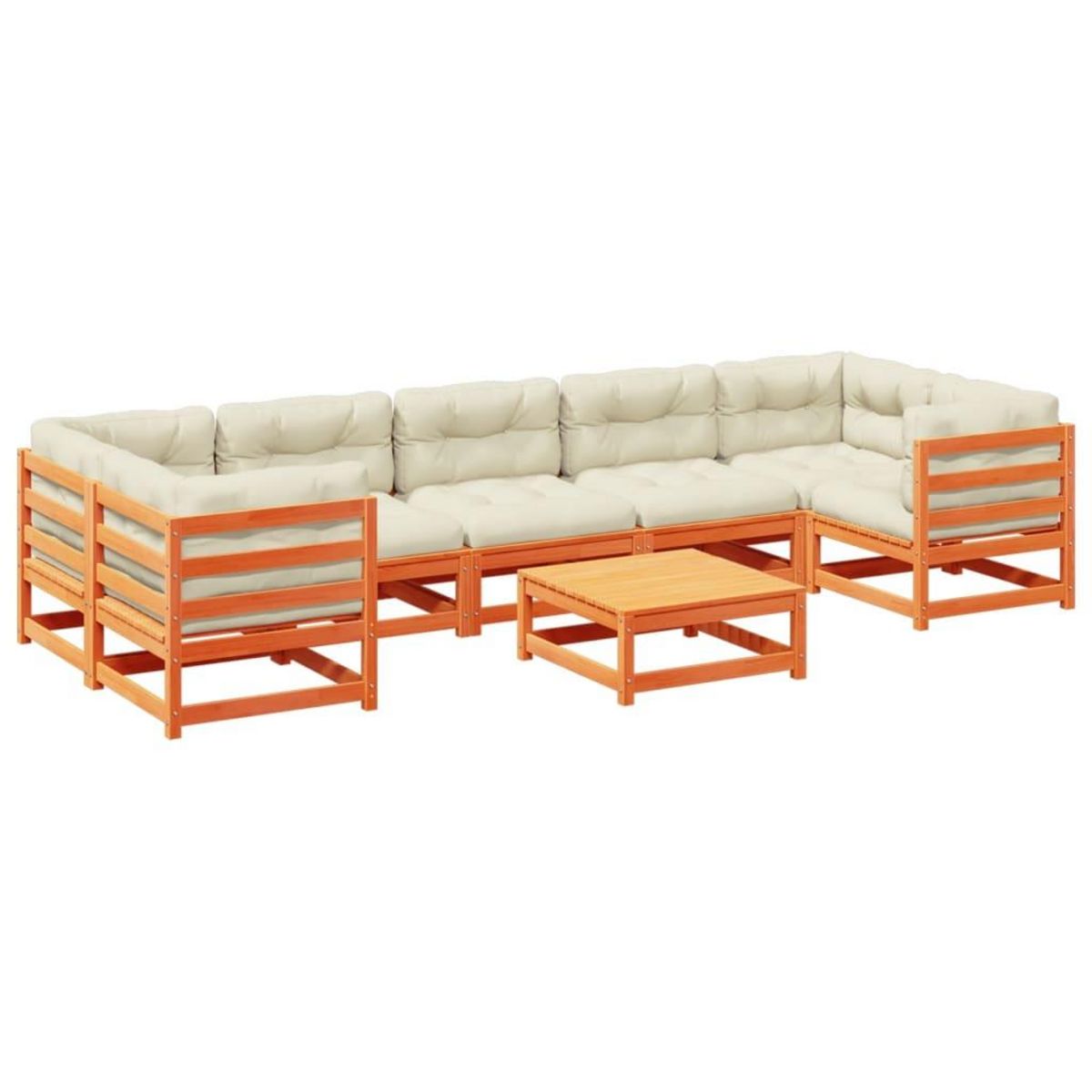 VIDAXL Salon de jardin 8 pcs avec coussins marron cire bois pin massif