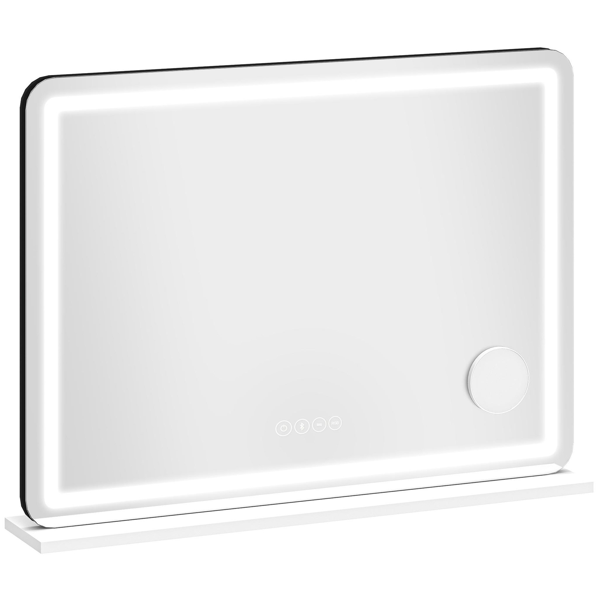 HOMCOM Miroir led tactile réglable grossissant 10x hp intégré autoportant
