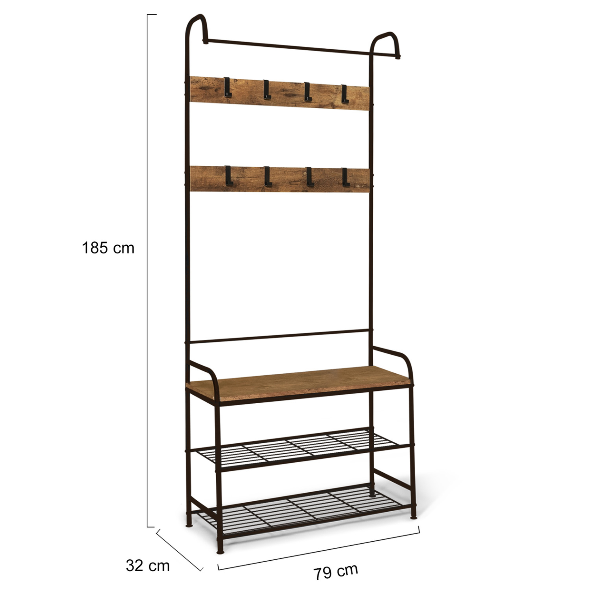 Voir la diapositive 4 : ID MARKET Vestiaire d'entrée PEDRO 79 cm bois et noir design industriel