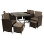 Voir la diapositive 3 : BEST MOBILIER Tao - salon de jardin encastrable 10 places - résine tressée marron - coussins taupe - plateau en verre + housse de protection