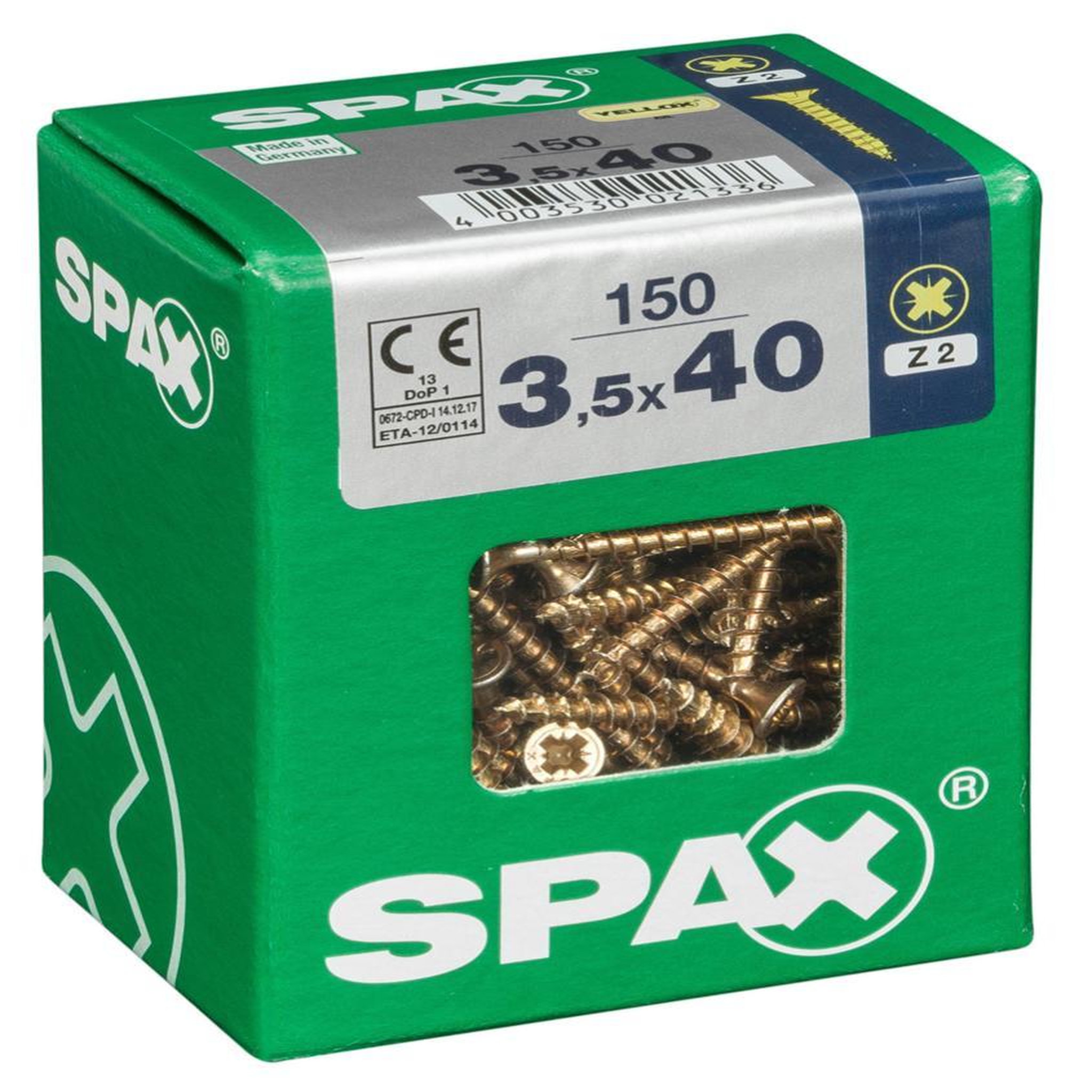 CENTRALE BRICO Lot de 150 vis acier tête fraisée pozidriv SPAX, Diam.3.5 mm x L.40 mm