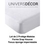 Voir la diapositive 4 : UNIVERS DECOR Lot de 2 protège matelas éponge imperméable anti-acariens 180 x 200 + 30 cm