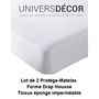 Voir la diapositive 4 : UNIVERS DECOR Lot de 2 protège matelas éponge imperméable anti-acariens 180 x 200 + 30 cm