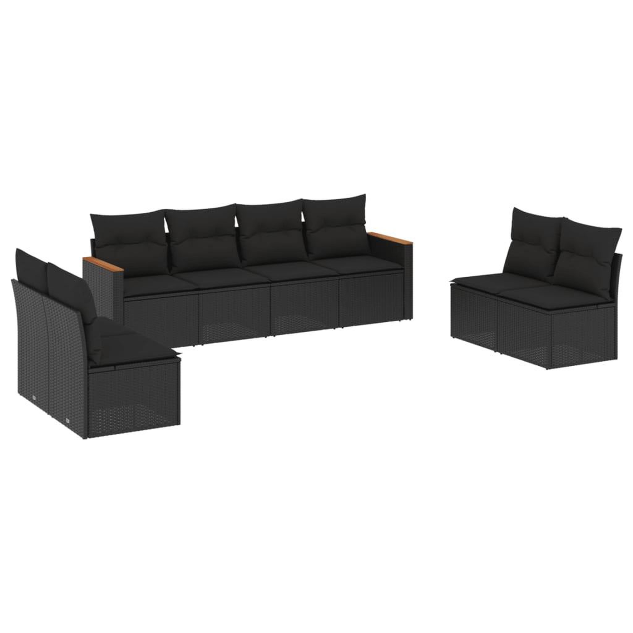 Voir la diapositive 2 : VIDAXL Salon de jardin 8 pcs avec coussins noir resine tressee