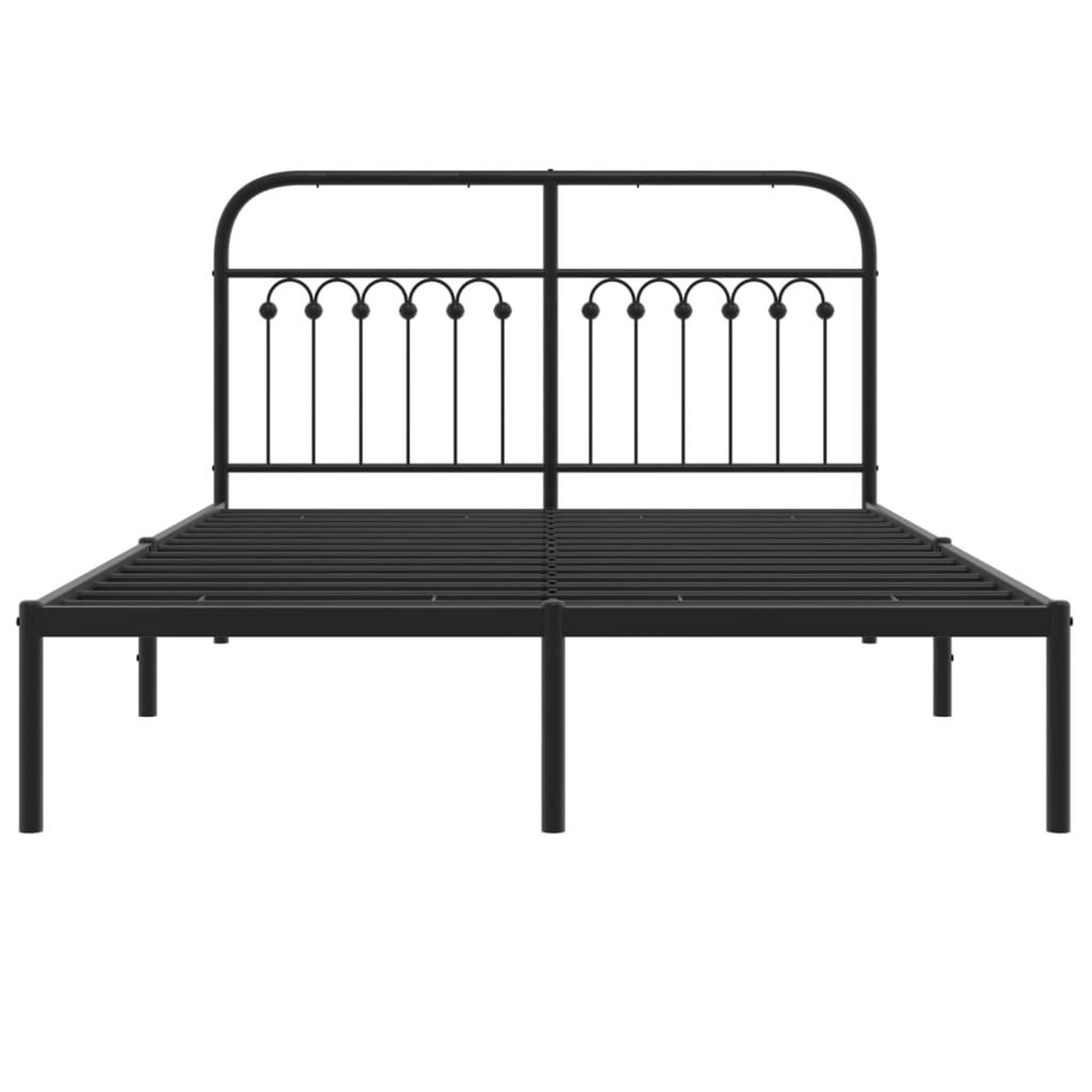 Voir la diapositive 4 : VIDAXL Cadre de lit metal sans matelas avec tete de lit noir 140x190cm