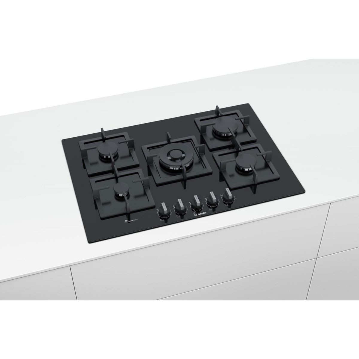 BOSCH Table verre gaz 75cm 5 feux noir semi-fleur de plan - ppq7a6b20