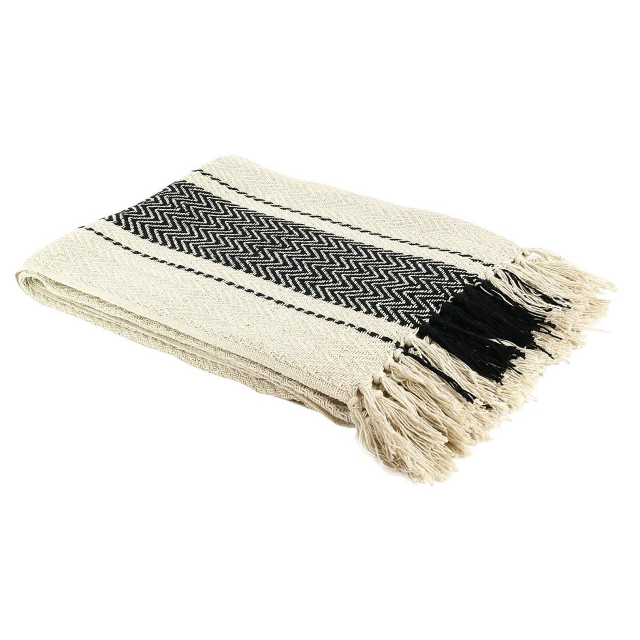 The Home Deco Factory Plaid déco à rayures  berbère  120x150cm écru