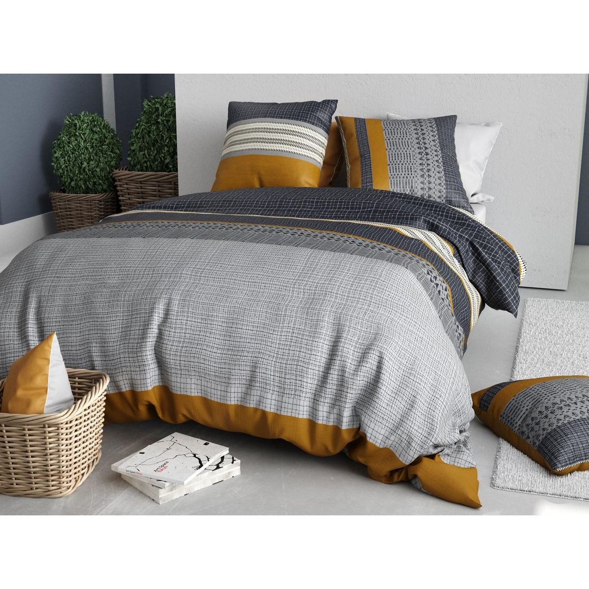 ATELIER DU COTON Parure housse de couette 100%coton 57fils elka