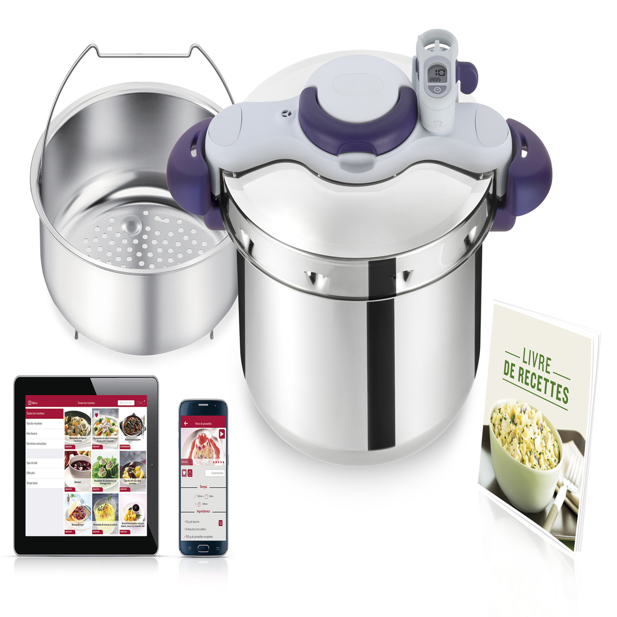 Voir la diapositive 2 : SEB Cocotte-minute CLIPSO MINUT PERFECT 4.5 L Violet
