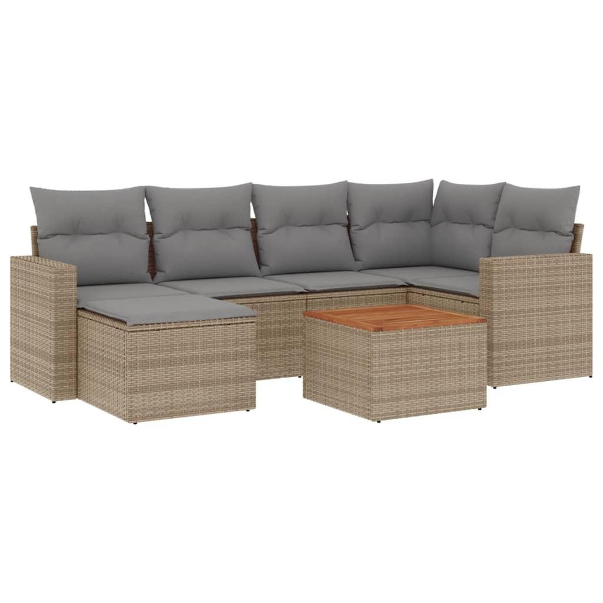 Voir la diapositive 2 : VIDAXL Salon de jardin avec coussins 7 pcs beige resine tressee