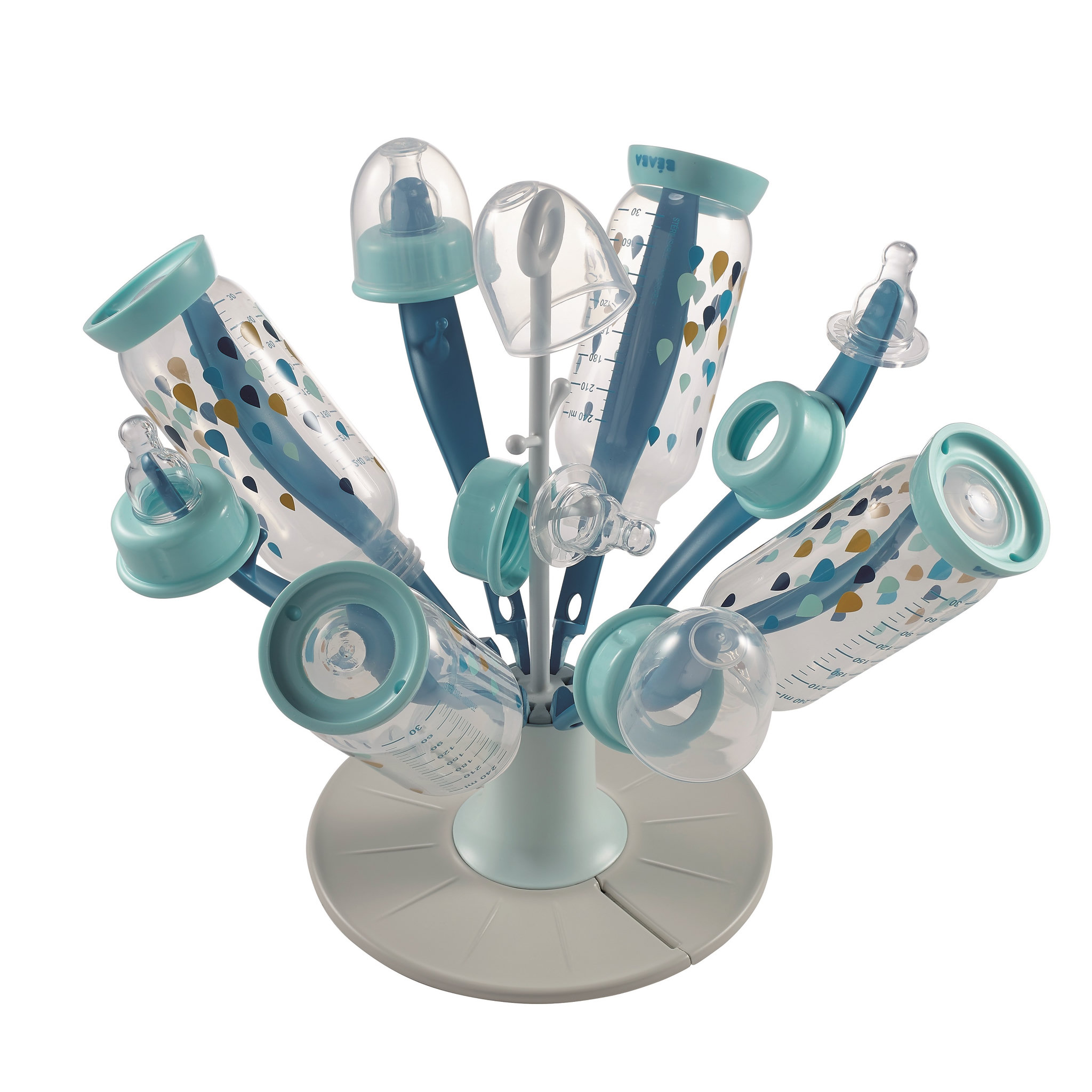 Voir la diapositive 2 : BEABA Egoutte Biberon pliable Flower - Bleu