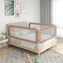 Voir la diapositive 1 : VIDAXL Barriere de securite de lit d'enfant Taupe 150x25 cm Tissu