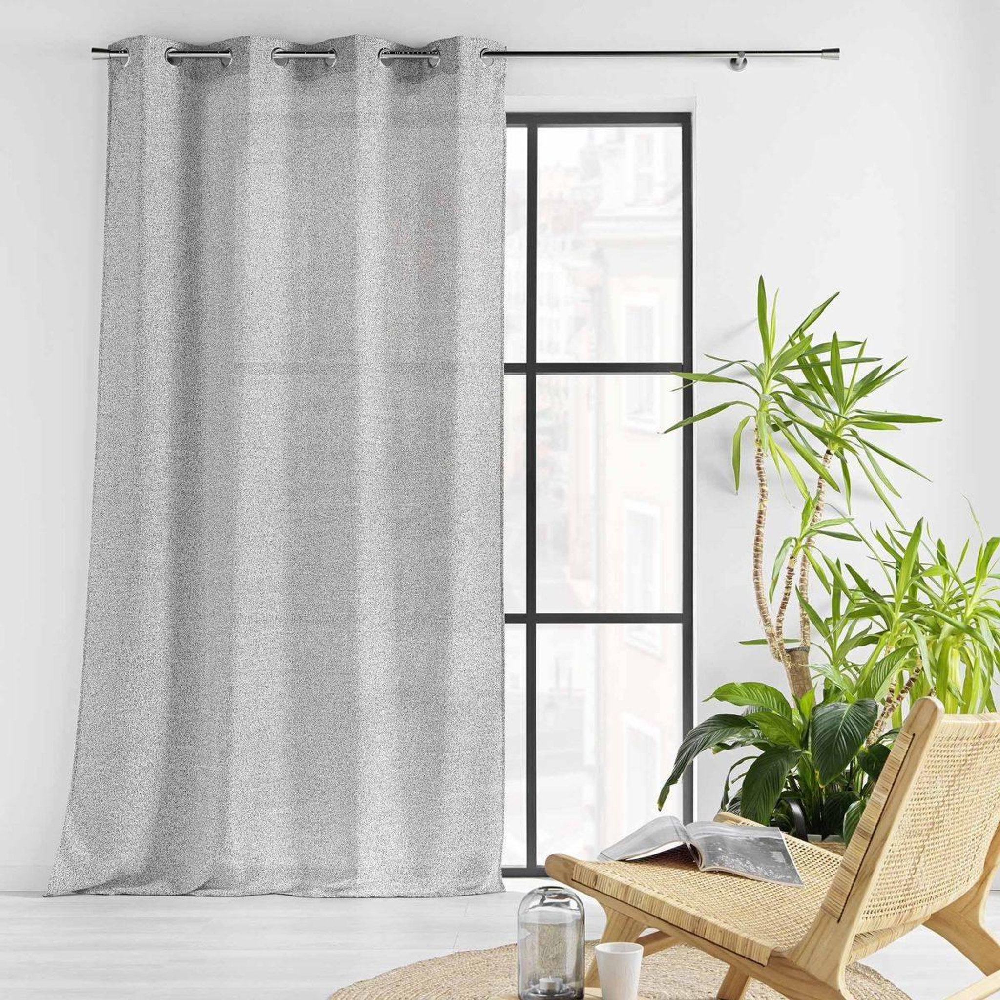 Voir la diapositive 6 : Douceur d'Intérieur Rideau voilage à œillets  loulaine  140x280cm gris