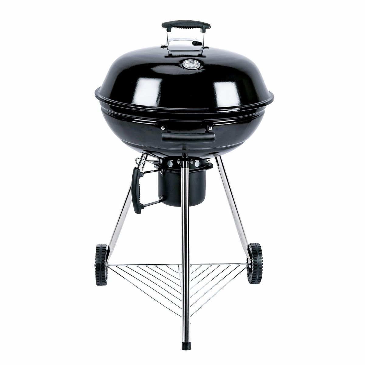 SWEEEK Barbecue charbon de bois Ø57cm - Georges - Noir émaillé. barbecue avec aérateurs. émaillé. fumoir. récupérateur de cendres