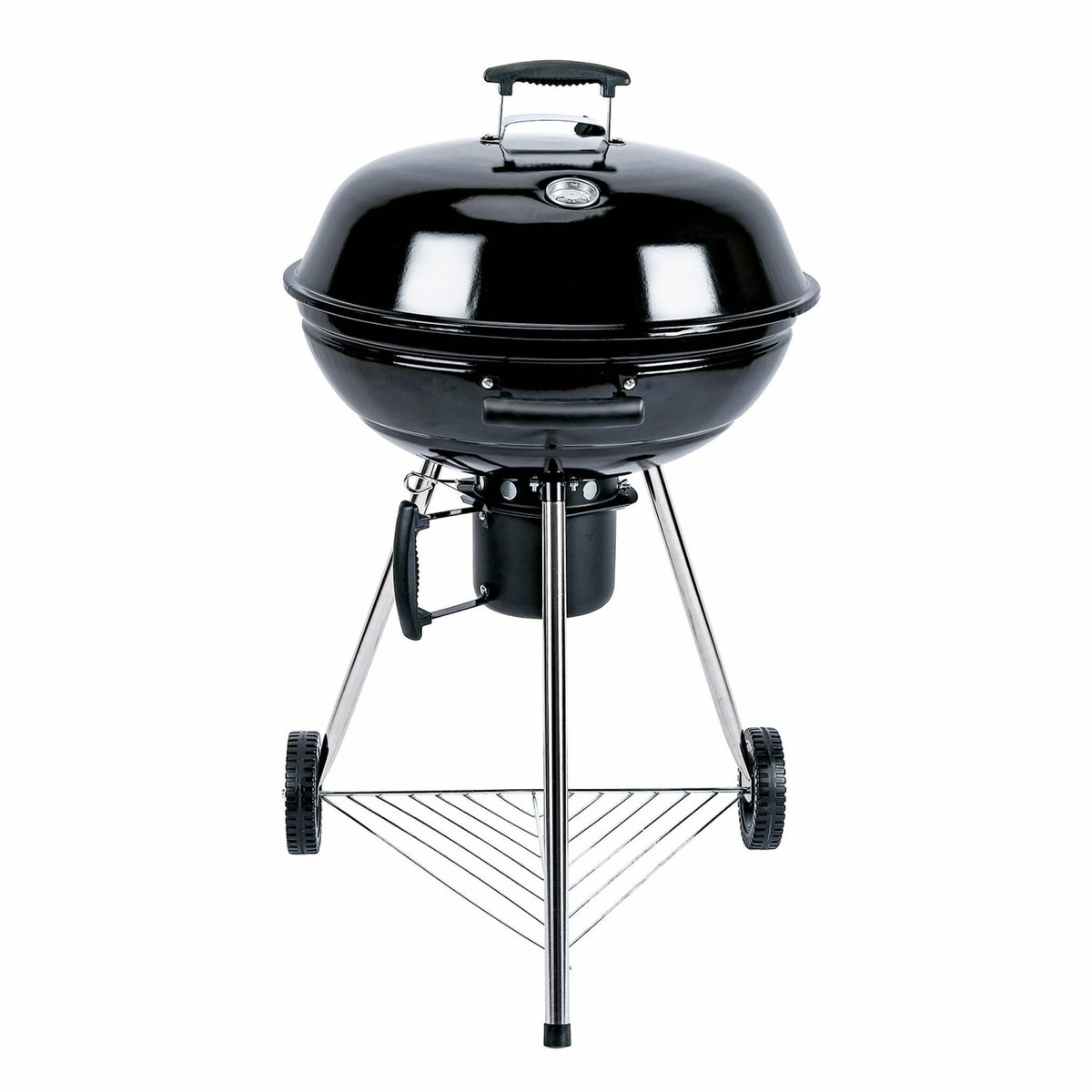 SWEEEK Barbecue charbon de bois Ø57cm - Georges - Noir émaillé. barbecue avec aérateurs. émaillé. fumoir. récupérateur de cendres