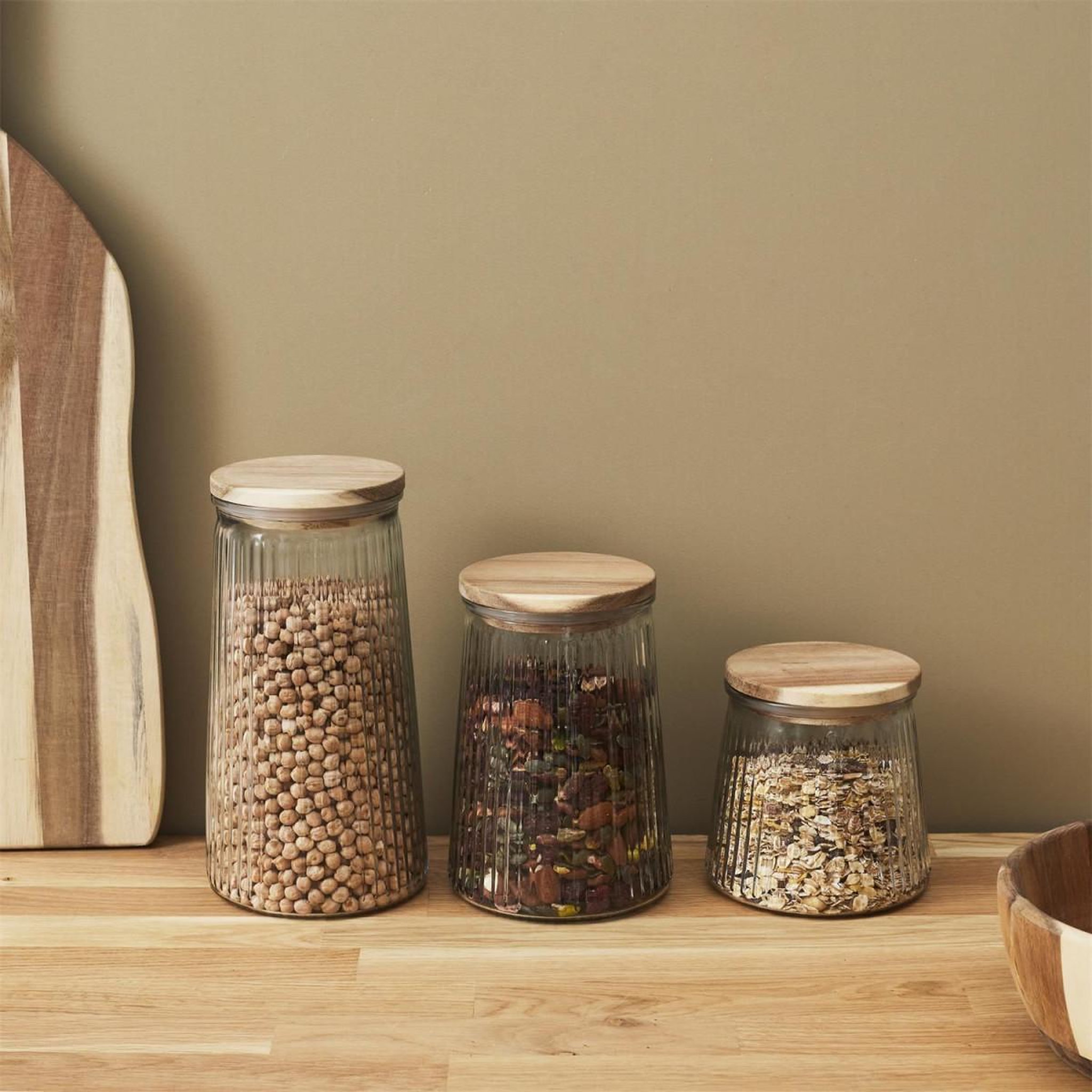 Voir la diapositive 3 : COOK CONCEPT Bocal en verre design  acacia  130cl transparent