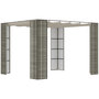 Voir la diapositive 1 : OUTSUNNY Pergola rétractable style colonial dim. 2,98L x 2,98l x 2H m métal époxy anticorrosion résine tressée grise toile polyester haute densité 180 g/m² crème
