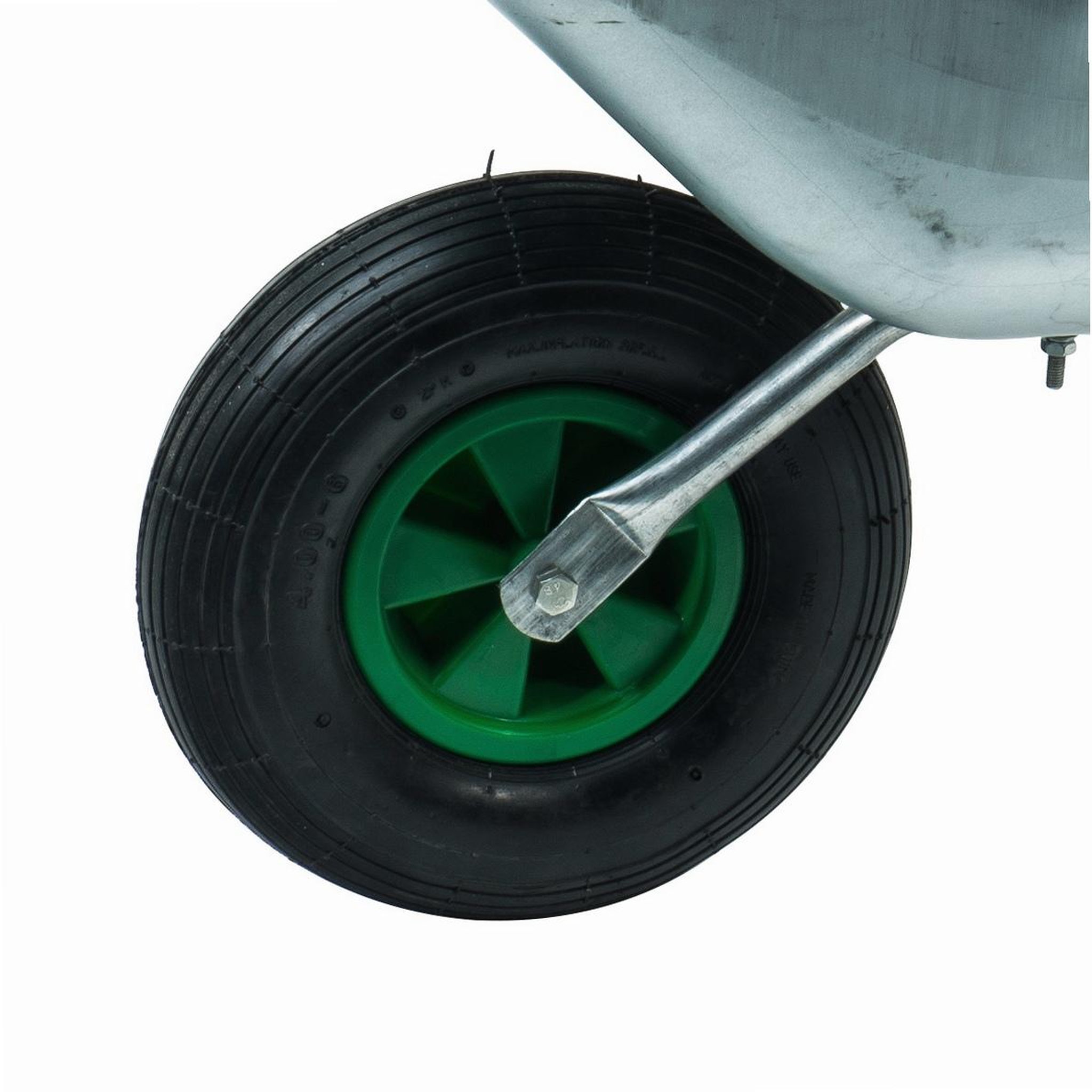 Voir la diapositive 4 : WERKAPRO Brouette en acier galvanisé avec roue gonflée werka pro