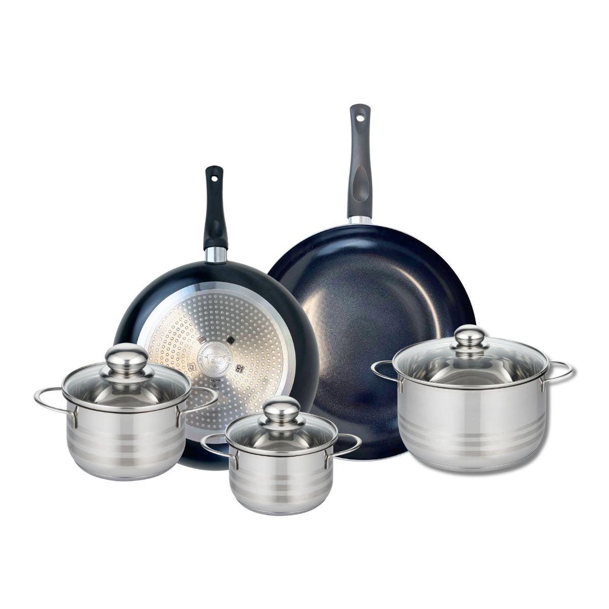 ELO Ensemble de 2 poêles de cuisson 28 et 32 cm et 3 faitouts 14, 16 et 20 cm elo prima brillant