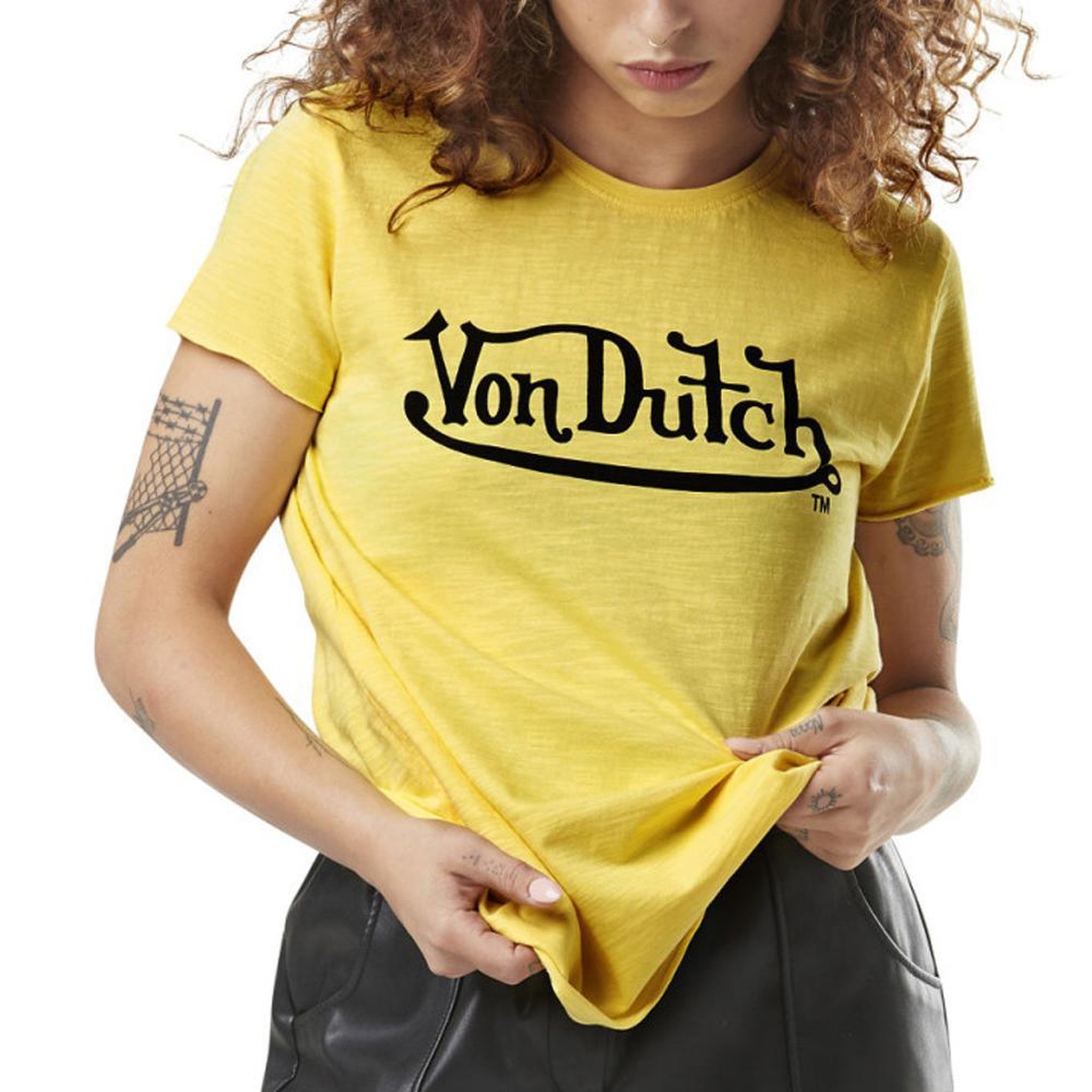 VON DUTCH T shirt  Femme Von Dutch Slub. Coloris disponibles : Jaune