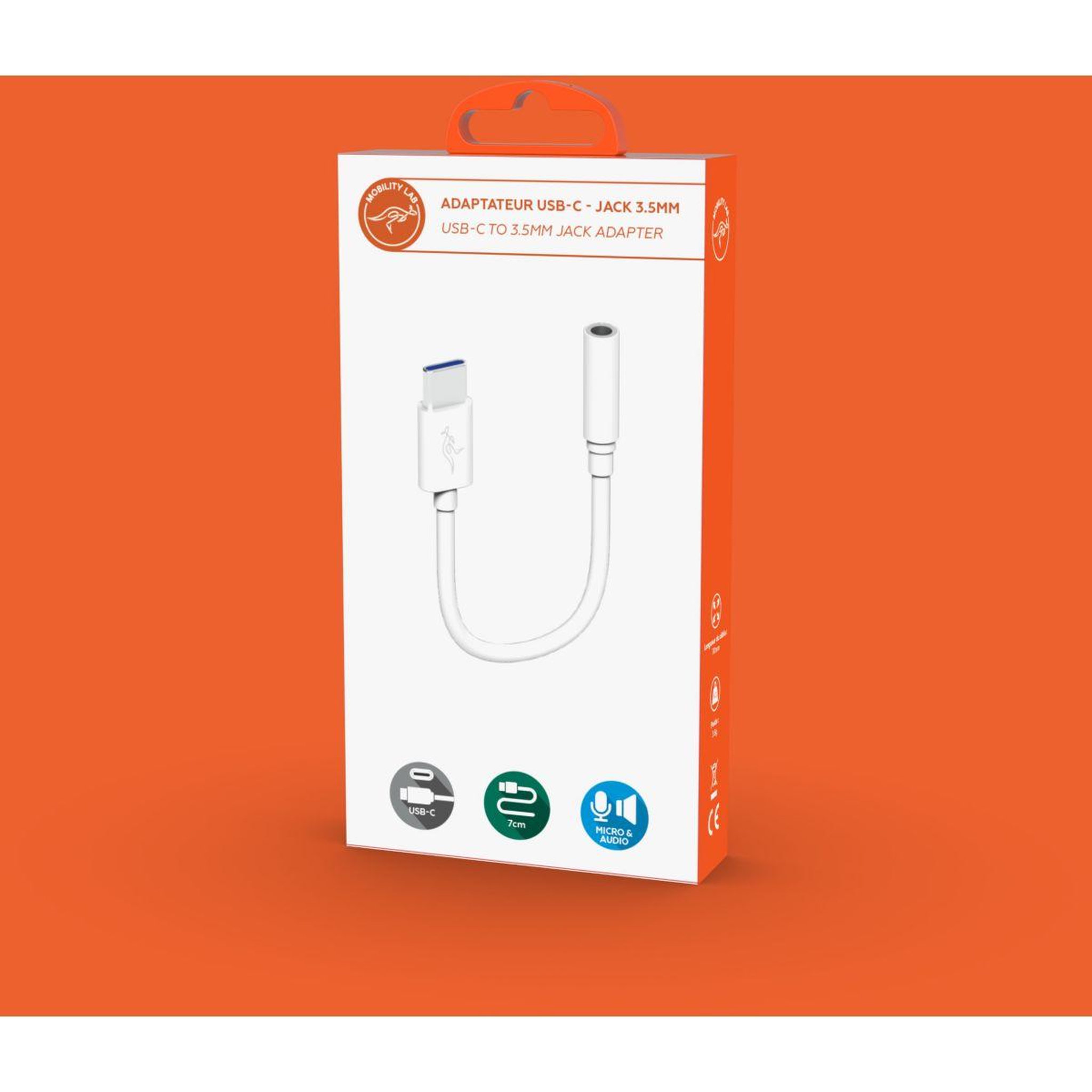 Voir la diapositive 3 : Mobility Lab Adaptateur usb c usb-c - jack 3.5mm white