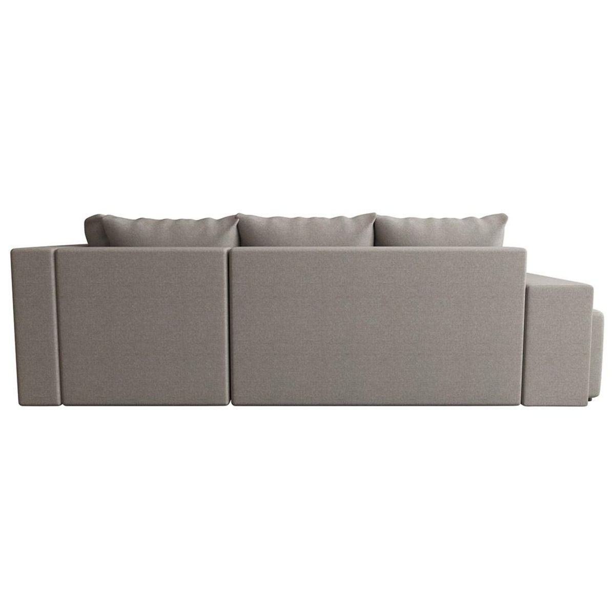 BEST MOBILIER Libbie - canapé d'angle droit 4 places convertible avec coffre, étagère et poufs en tissu