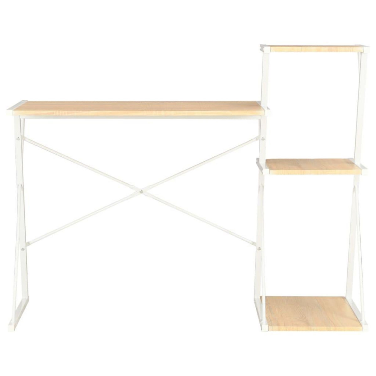 VIDAXL Bureau avec etagere Blanc et chene 116x50x93 cm