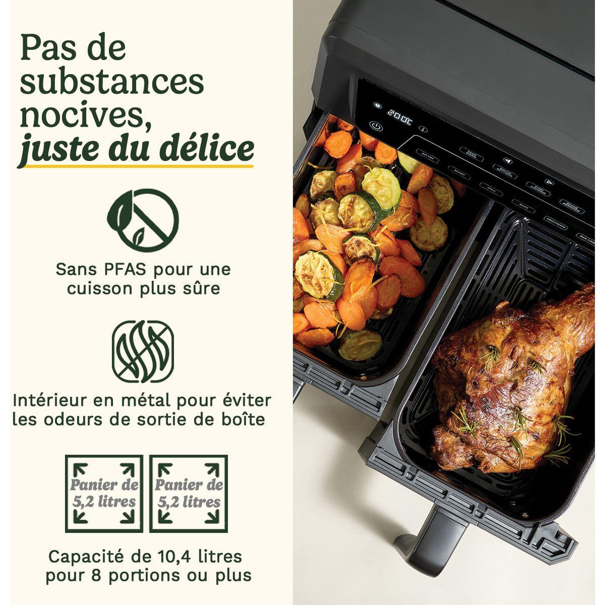 Voir la diapositive 2 : Cuisinart Friteuse sans huile AFD10XSSE gris 10,4 L