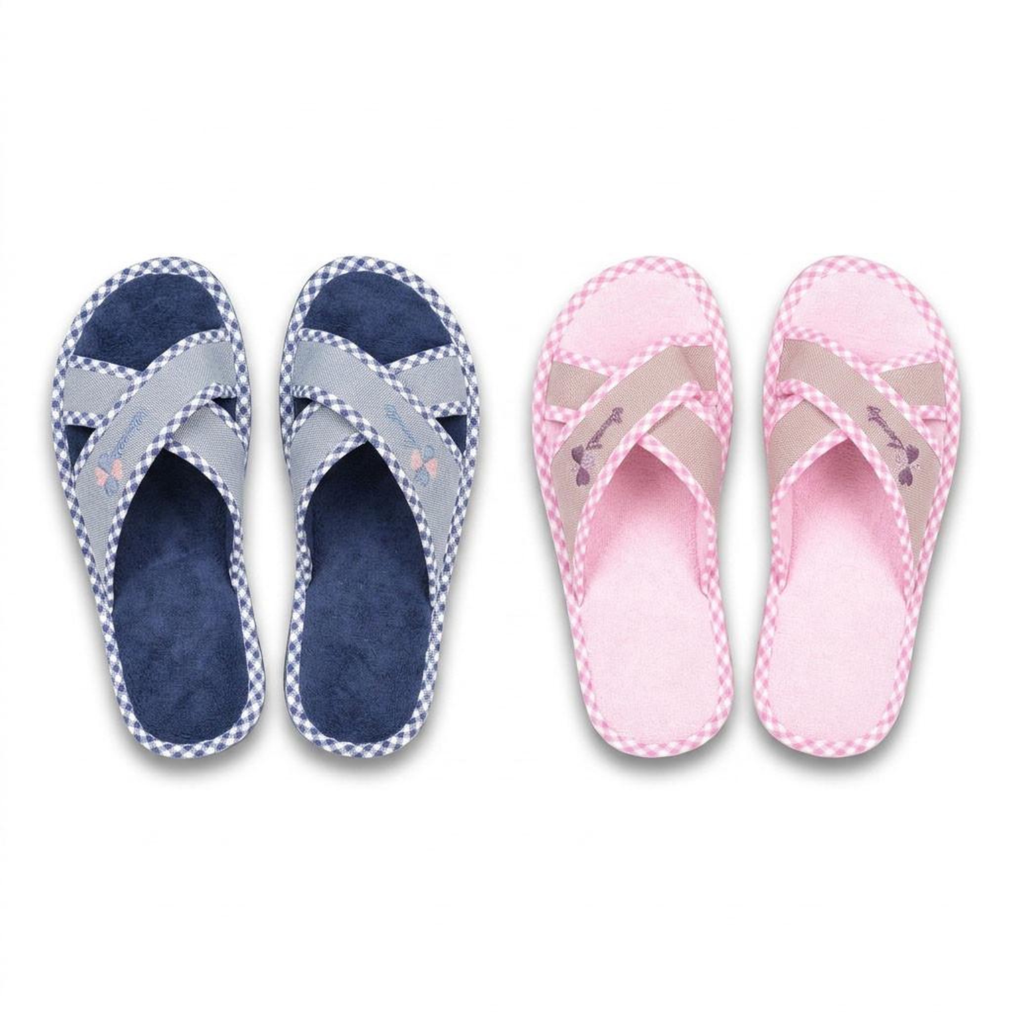 Voir la diapositive 2 : OZABI OZABI-Pantoufle Mule Femme Pack 2 Paires Sangles Croisees Imprimees
