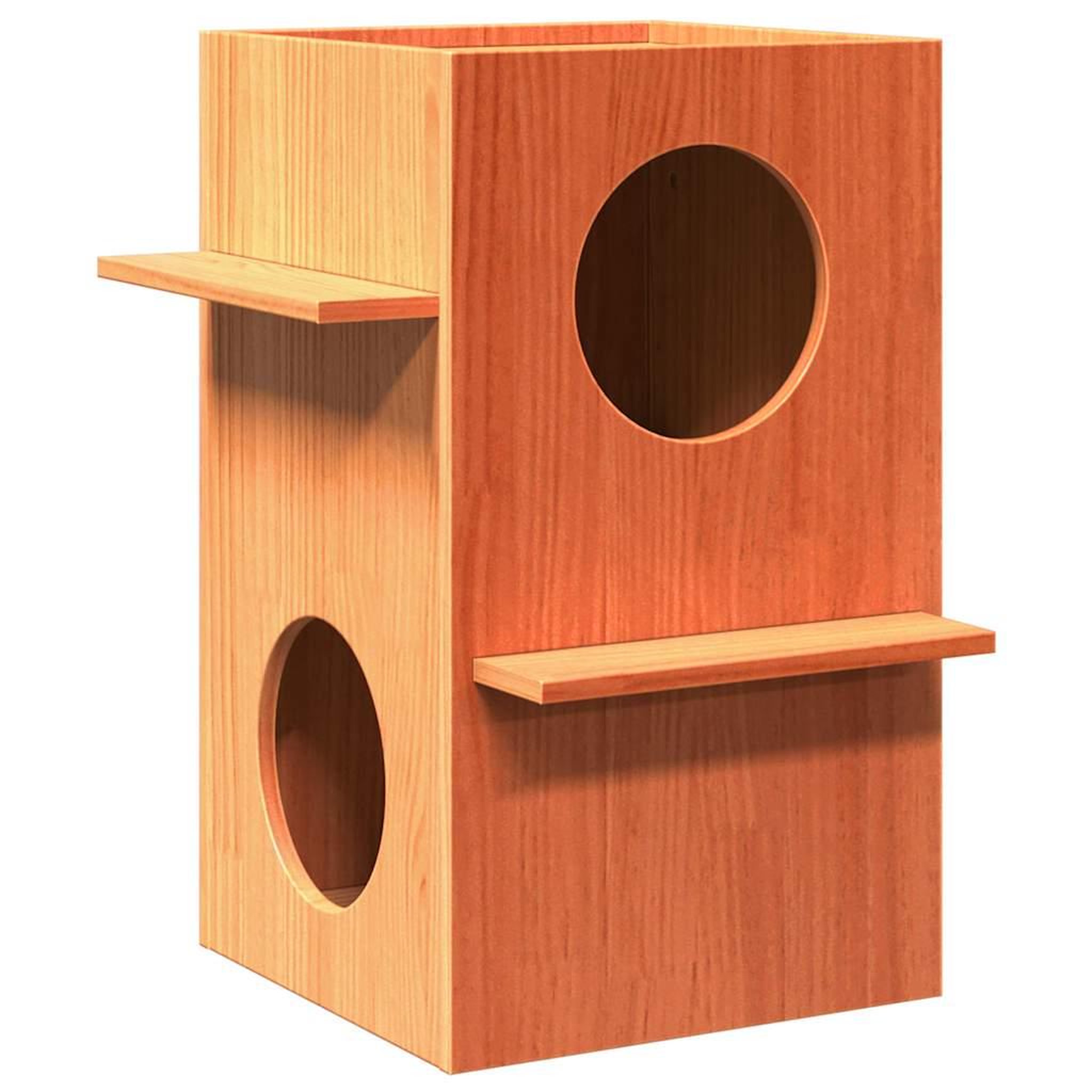 VIDAXL Maison pour chat cire marron 43x43x60 cm bois de pin massif