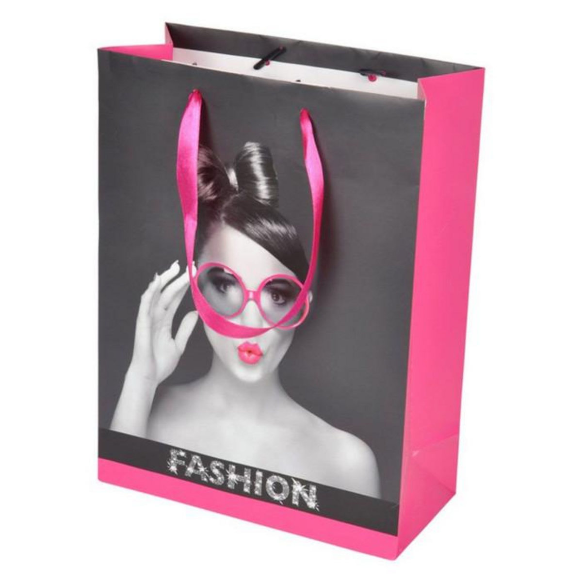 Paris Prix Sac Cadeau Imprimé  Fashion  42cm Gris & Rose