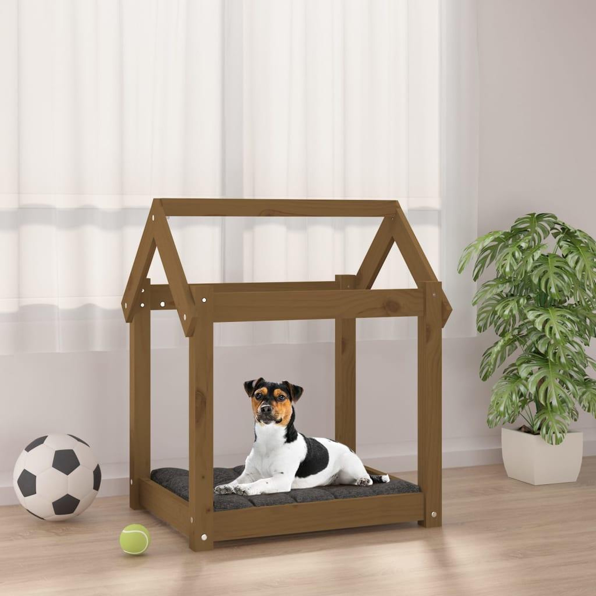 VIDAXL Lit pour chien Marron miel 61x50x70 cm Bois de pin solide
