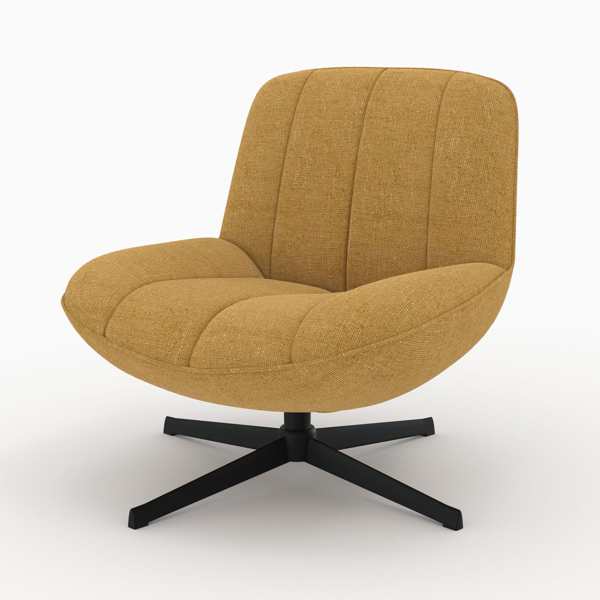 Rendez vous déco Fauteuil pivotant en tissu effet velours jaune moutarde-Elvis