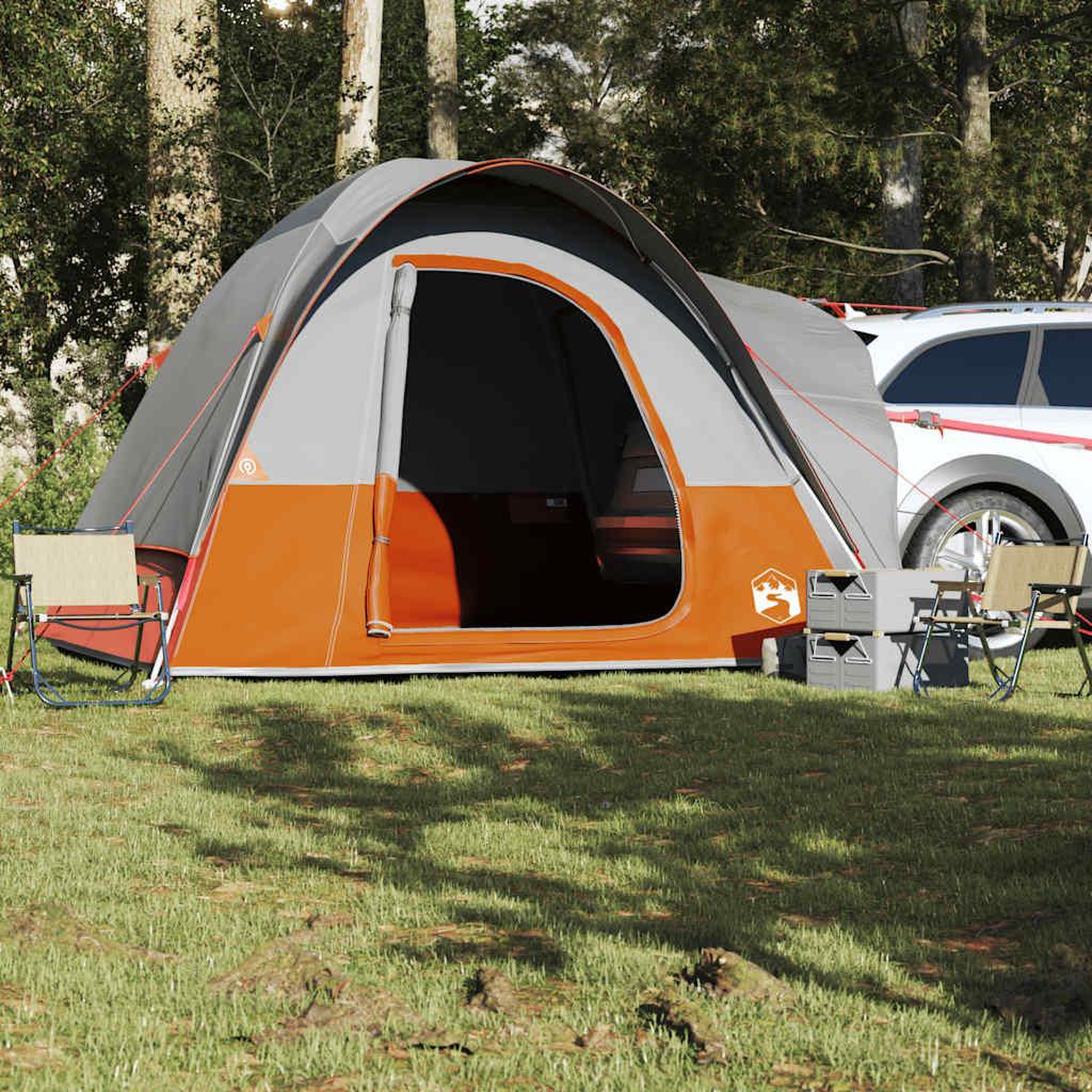 Voir la diapositive 4 : VIDAXL Tente de voiture 4 personnes gris et orange impermeable