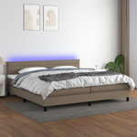 VIDAXL Sommier a lattes de lit et matelas et LED Taupe 200x200cm Tissu