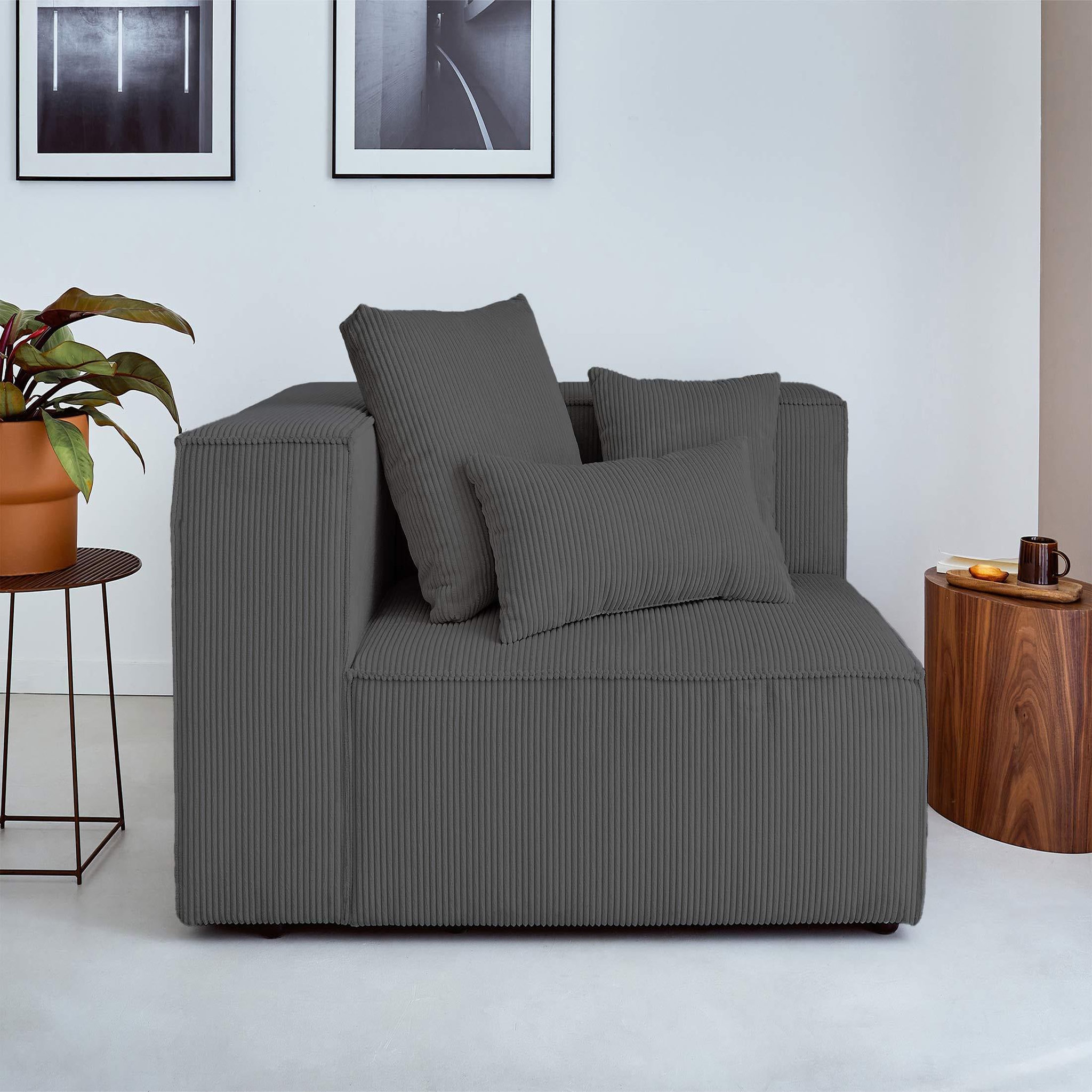 Voir la diapositive 2 : BEST MOBILIER Colombine - module d'assise gauche - en velours côtelé