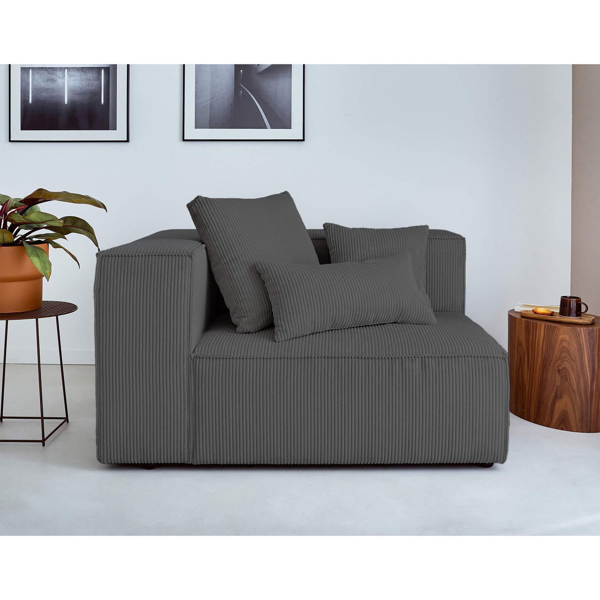 LISA DESIGN Colombine - module d'assise gauche - en velours côtelé