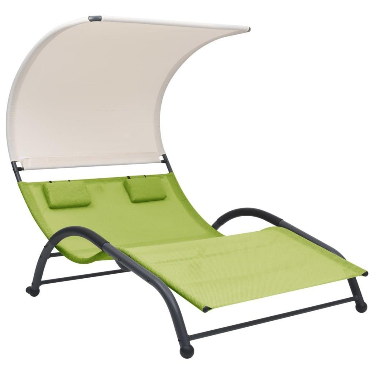 VIDAXL Chaise longue double avec auvent Textilene Vert