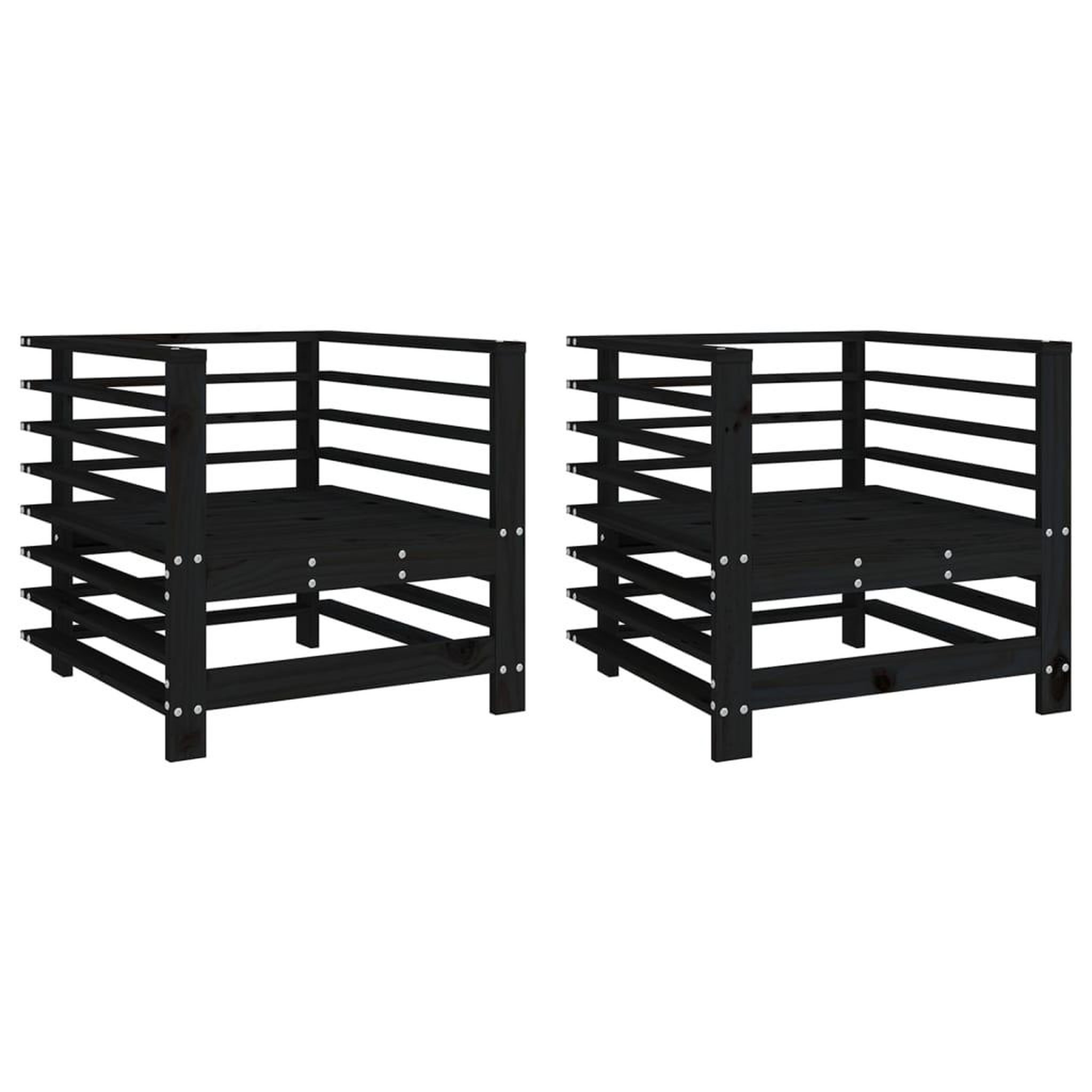 Voir la diapositive 2 : VIDAXL Chaises de jardin lot de 2 noir bois massif de pin
