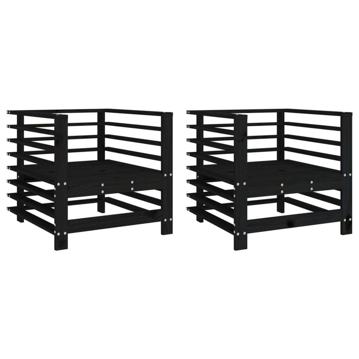 VIDAXL Chaises de jardin lot de 2 noir bois massif de pin