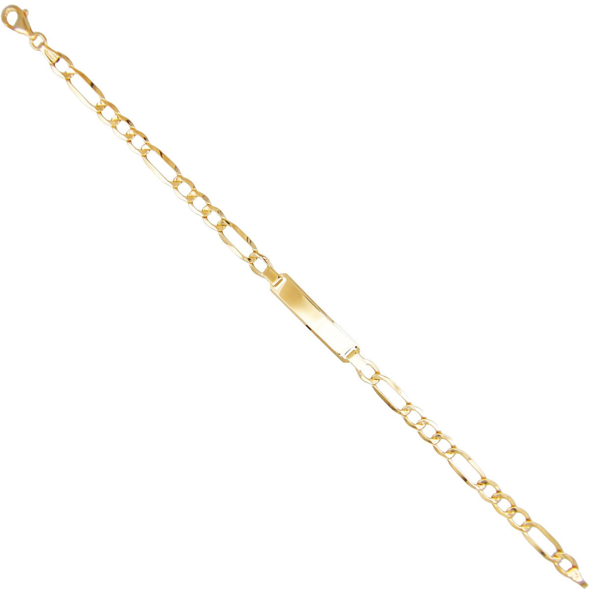 L'ATELIER D'AZUR Gourmette Or Jaune Maille Figaro Alternée 1+3 - Gravure Offerte - Homme
