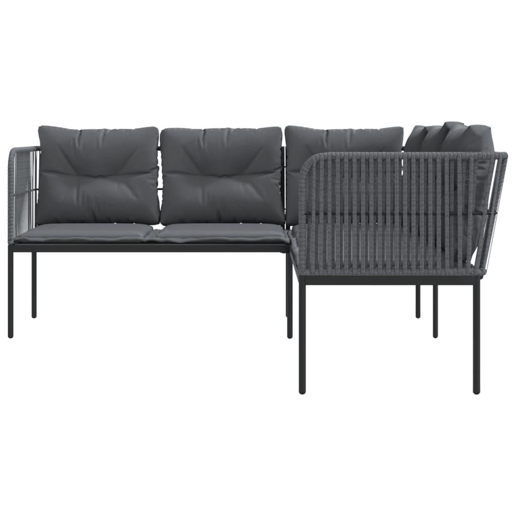 Voir la diapositive 4 : VIDAXL Canape de jardin avec coussins forme de L noir acier textilene